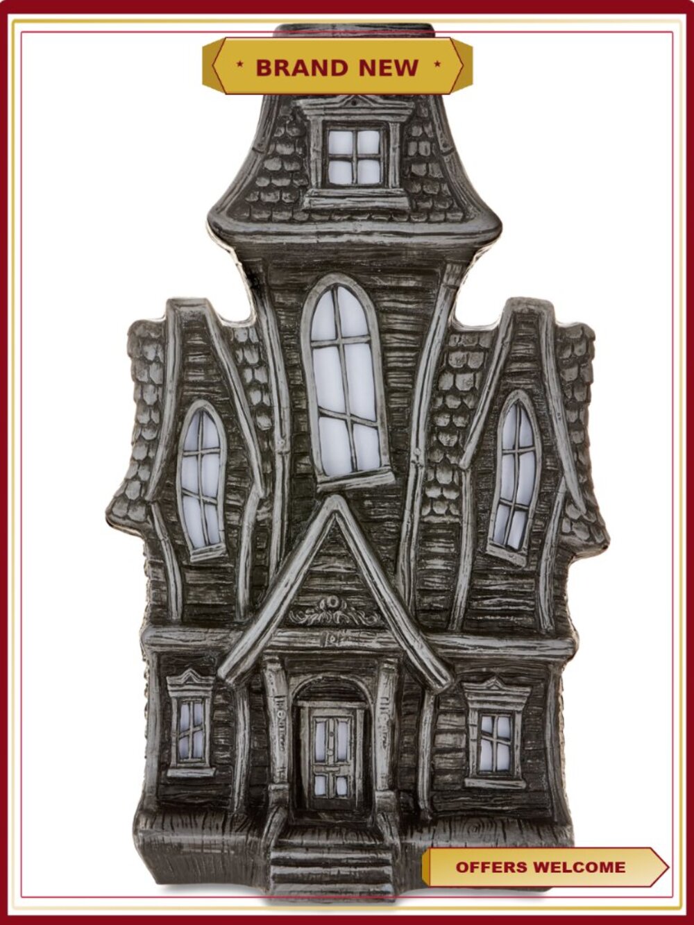 Animated Haunted House 24" Plastic Indoor Halloween Decoration with Lights &